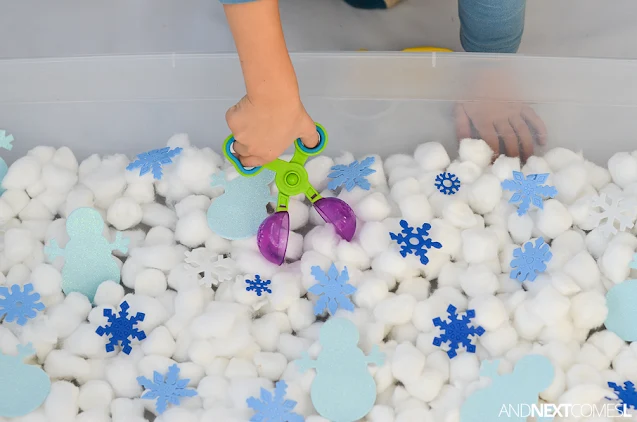 winter sensory bins